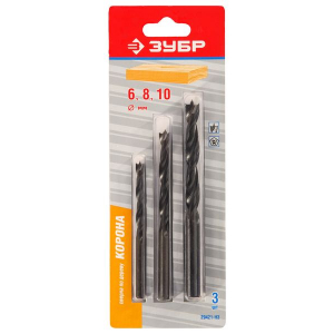 Набор сверл по дереву Зубр 6-8-10мм (3шт)