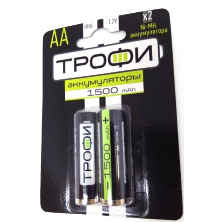 Аккумулятор-батарейка ТРОФИ HR6-2BL 1500mAh