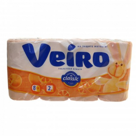 Т/бумага Veiro 2сл 8рул Абрикос,шт