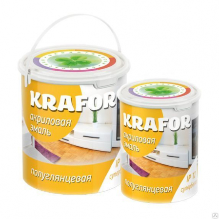 Эмаль акриловая п/глянцевая 3кг KRAFOR