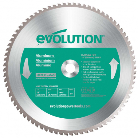Диск по стали Evolution 355х2.4х25.4х80 алюминий (80TBLADE), шт