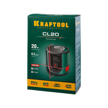 Лазерный нивелир KRAFTOOL L-20 20м, шт