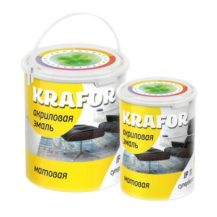 Эмаль акриловая матовая 3кг KRAFOR