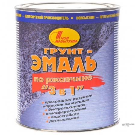 Эмаль-грунт по ржавчине 3л Новбытхим голубая